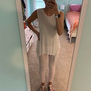 White AMERICAN EAGLE tank with fringe sides!